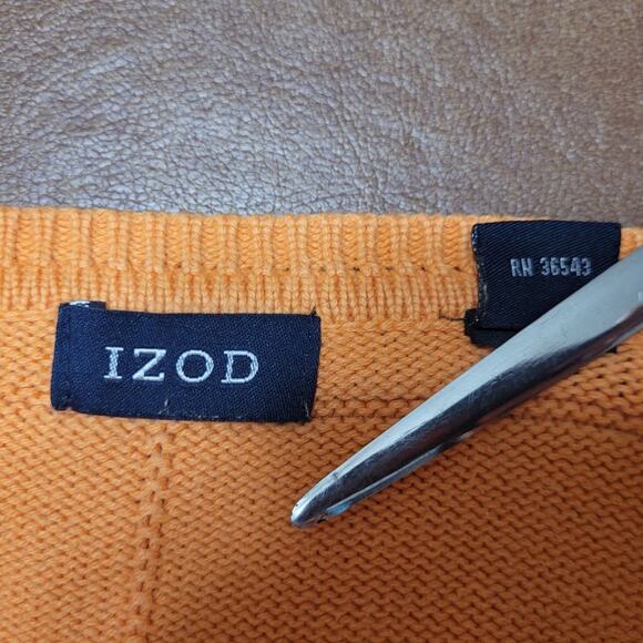 1990s Izod Sweater Mens XL Bright Orange Cotton Knit Vintage Y2K Retro Dadcore - Picture 8 of 10